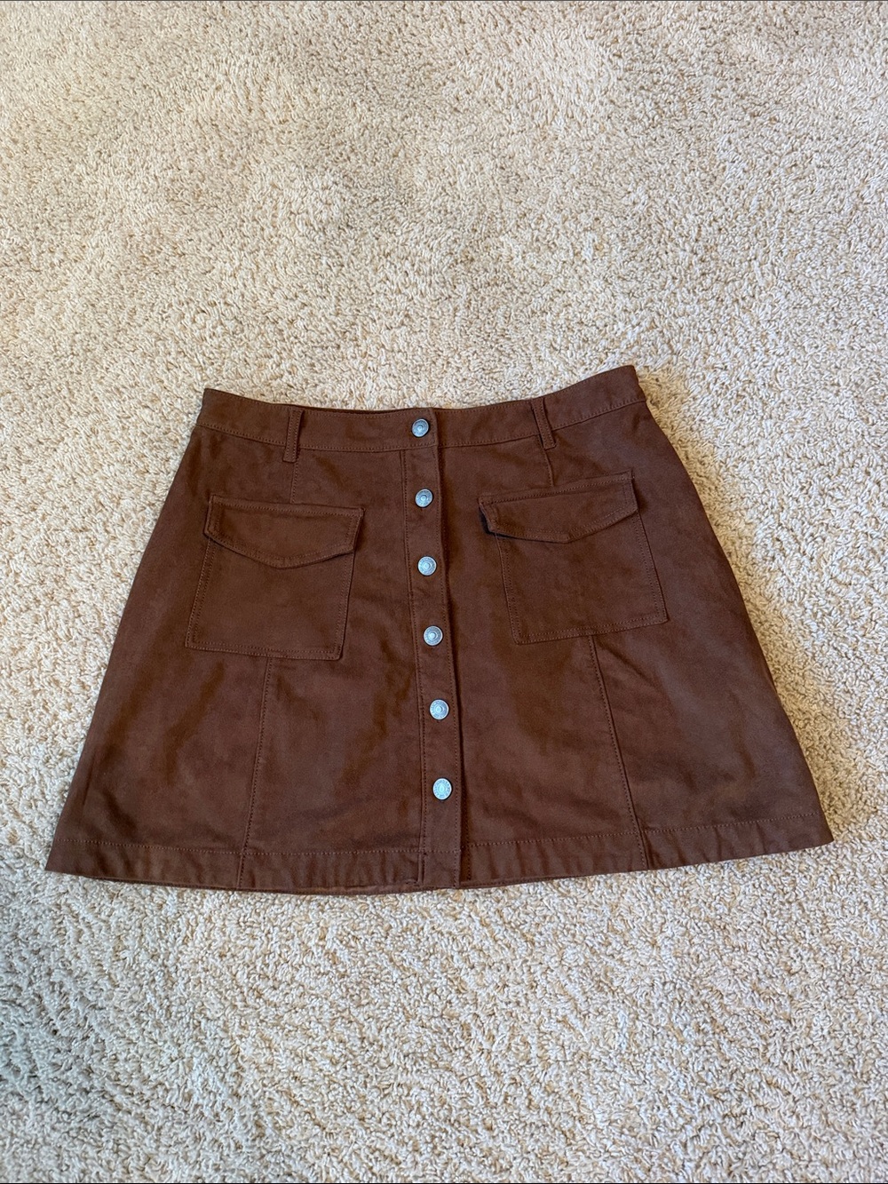 Abercrombie & Fitch Brown Button-Front Mini Skirt, size Large